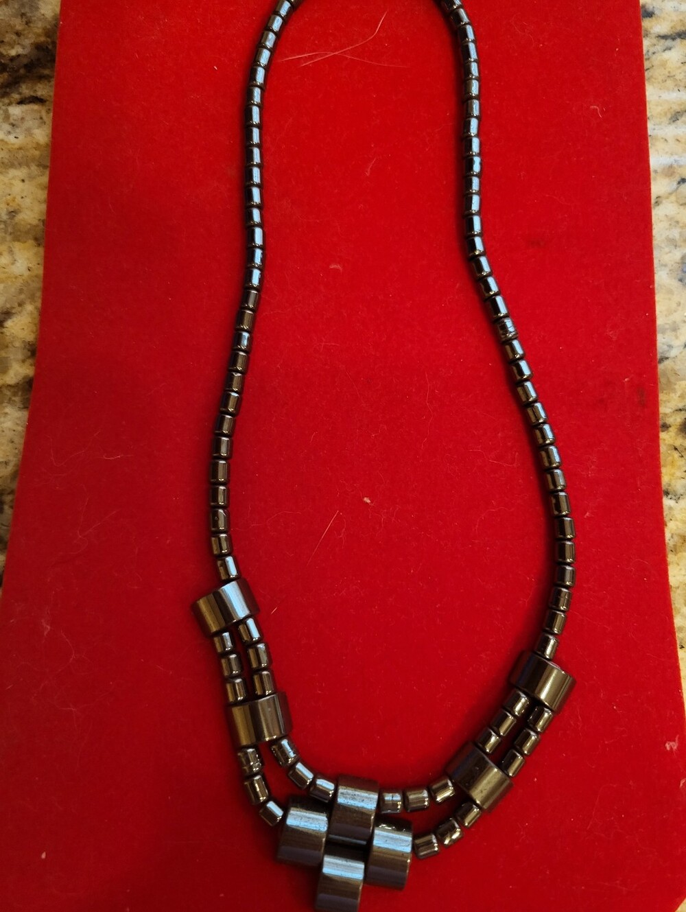 Black Hematite Beaded Drum Shaped Design Statement Necklace